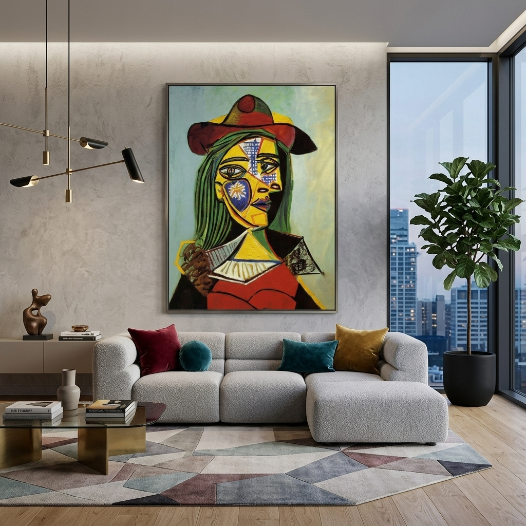 Reproduktion von Femme au chapeau et col en fourrure, Reproduktion auf Leinwand, Kunstdruck