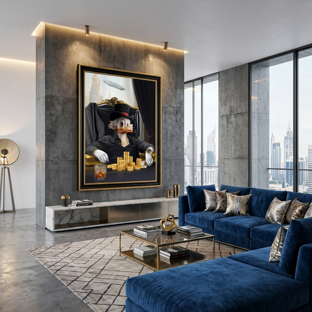 Scrooge in the study The world belongs to you Inspirational Canvas Wall Art Print