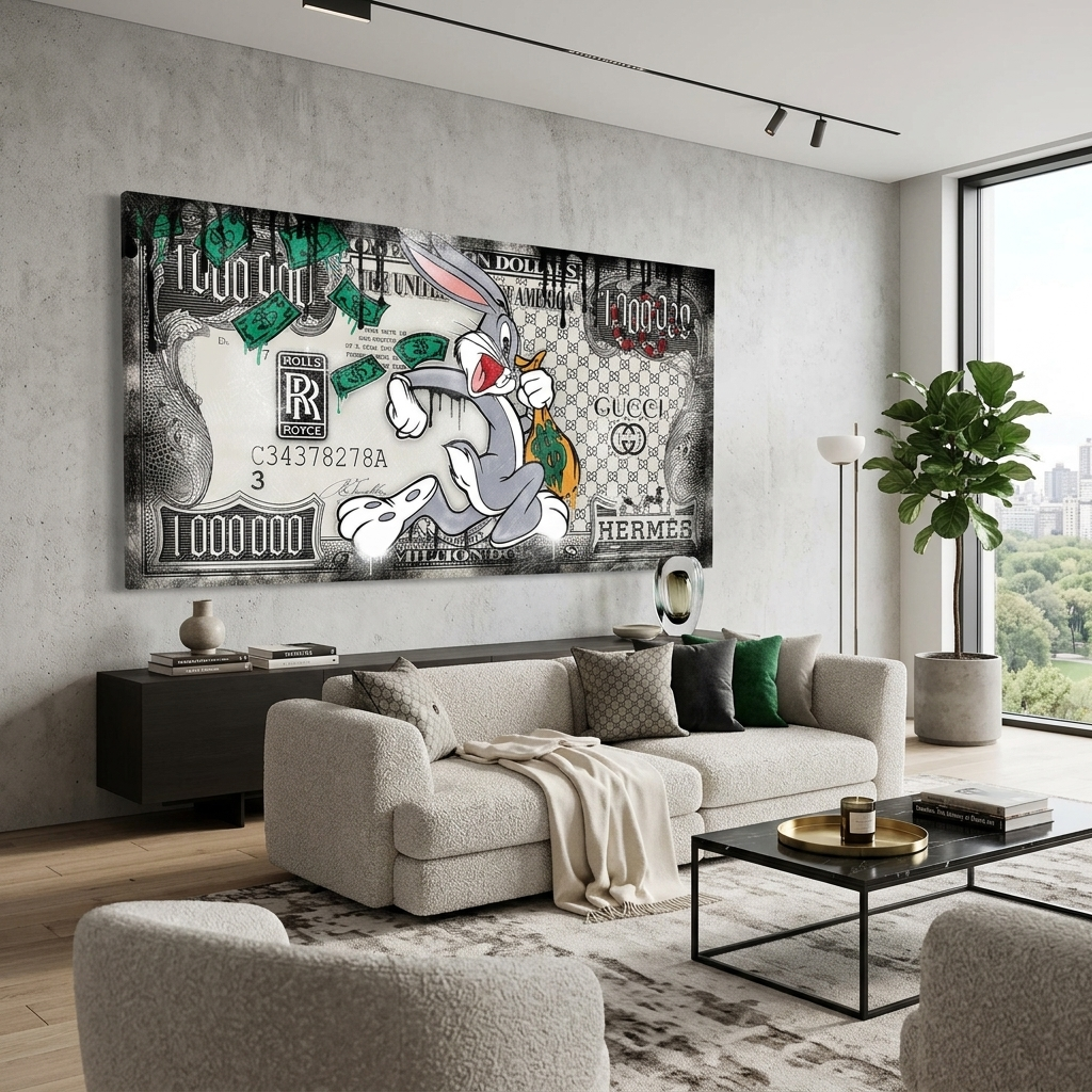 Inspirierender Leinwanddruck „Bugs Bunny's Million Dollar Balls“