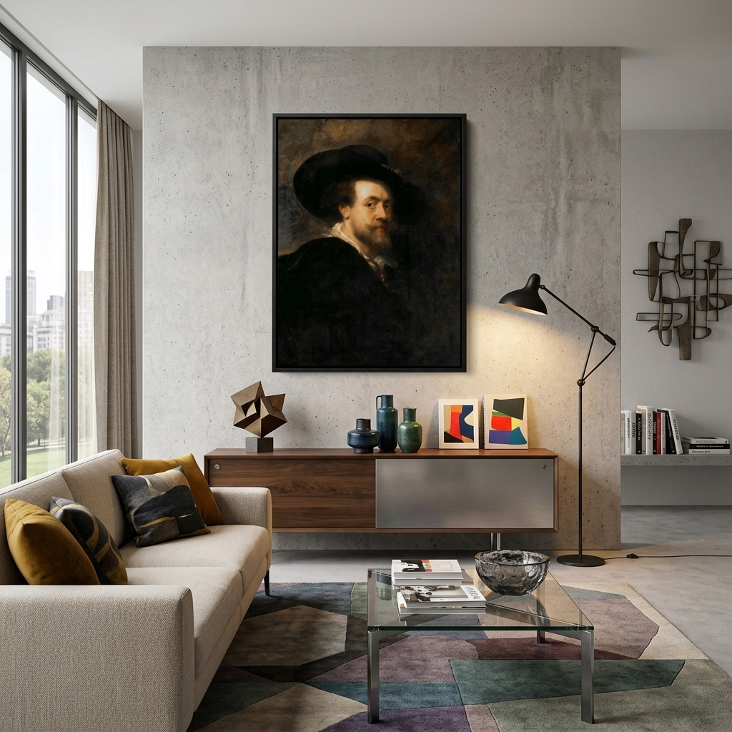Reproduktion „Selbstporträt“ von Peter Paul Rubens. Reproduktion eines Kunstdrucks auf Leinwand