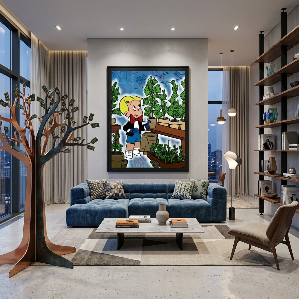Monopoly Money tree Canvas Wall Art Print