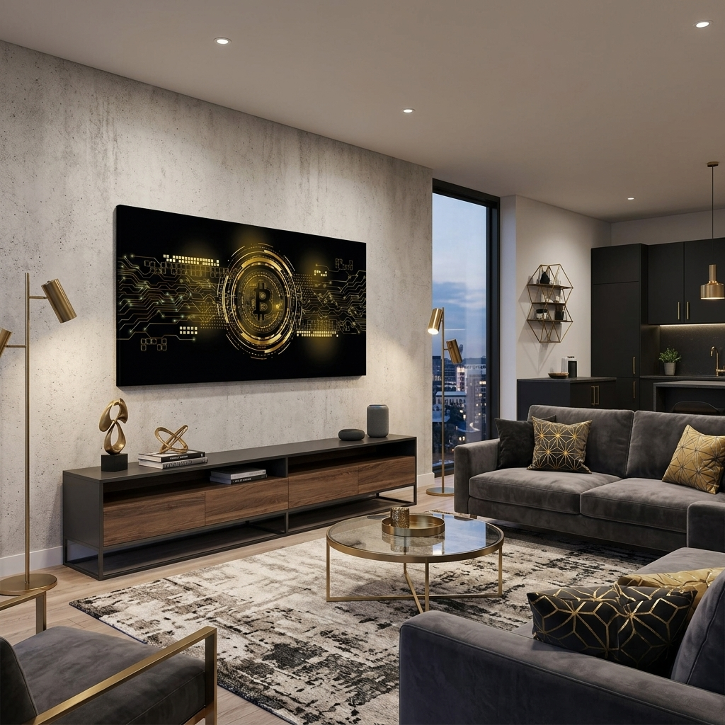 Inspirierender Kunstdruck auf Leinwand „Bitcoin“