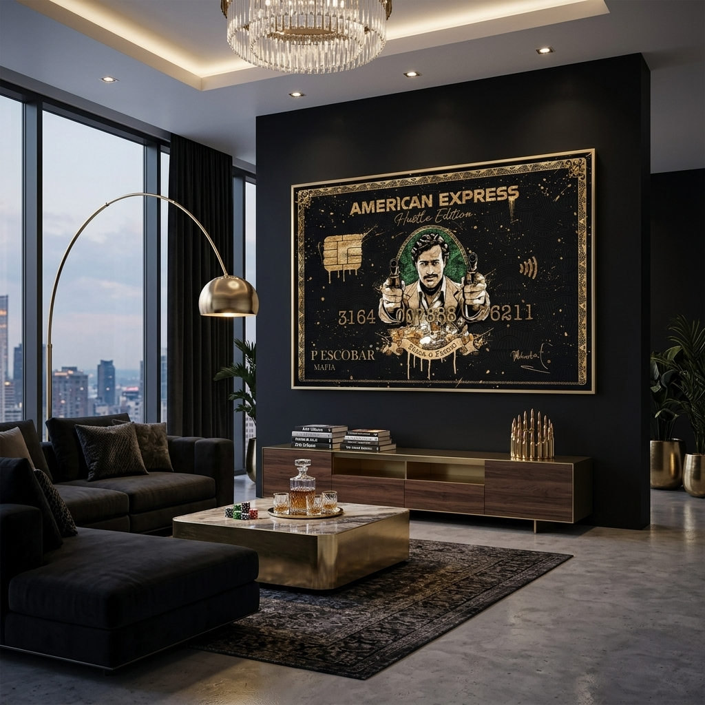 American Express – Motivierender Kunstdruck auf Leinwand mit Pablo Escobar