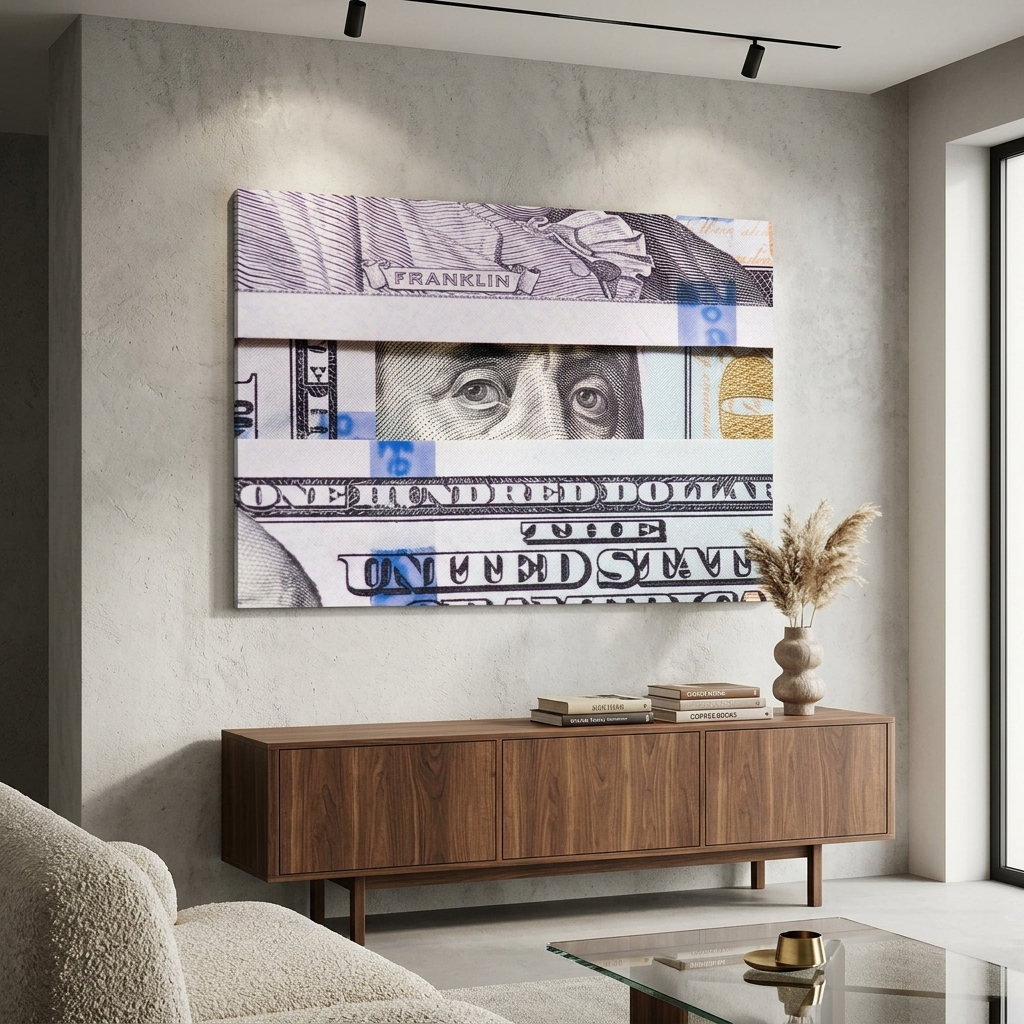 Zur Motivation ins Büro $100 Inspirierender Leinwand-Kunstdruck „Benjamin Franklins Ansicht“