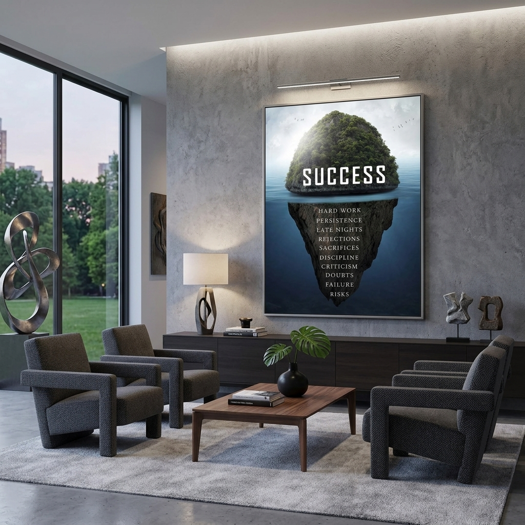 Motivierender Kunstdruck auf Leinwand, Motiv „Success Island“