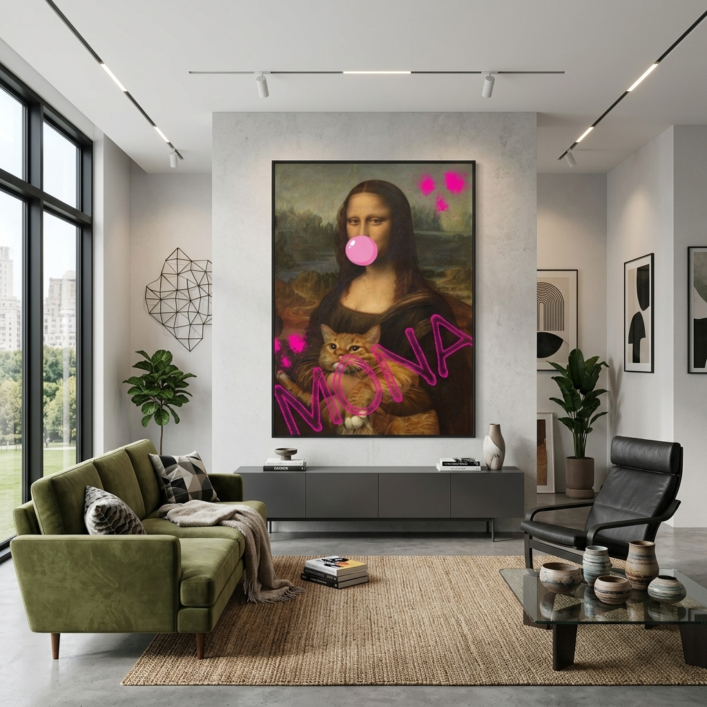 Leinwandbild Mona mit roter Katze