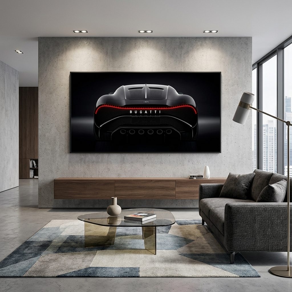 Leinwandbild „Bugatti“ auf schwarzem Hintergrund