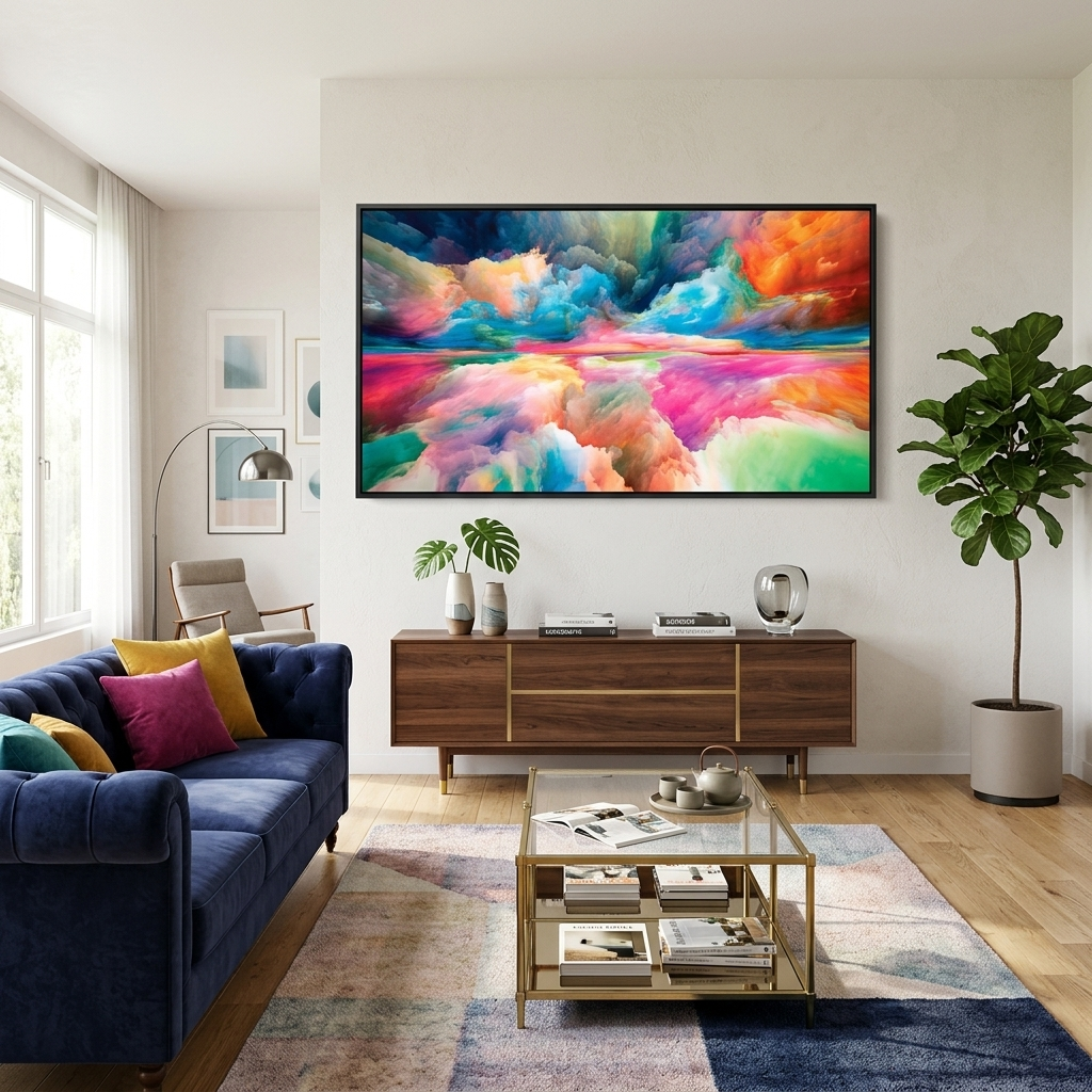 Regenbogen abstrakt in blau rot und grün Farben Abstraktion Leinwand Wand Kunstdruck