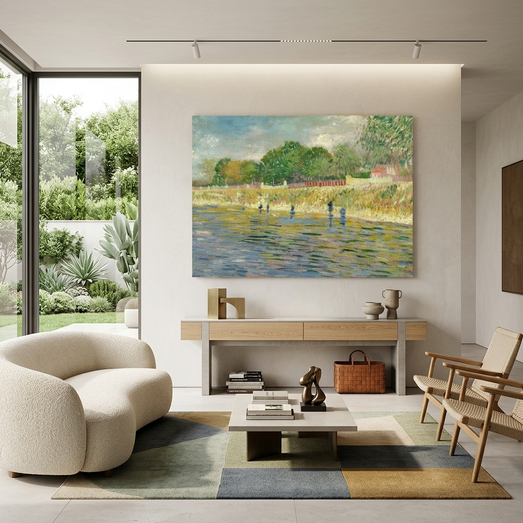 Reproduktion „Die Ufer der Seine“ von Vincent van Gogh, Reproduktion auf Leinwand, Kunstdruck
