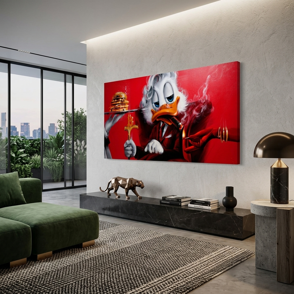 Scrooge, the Bitcoin cane Inspirational Canvas Wall Art Print