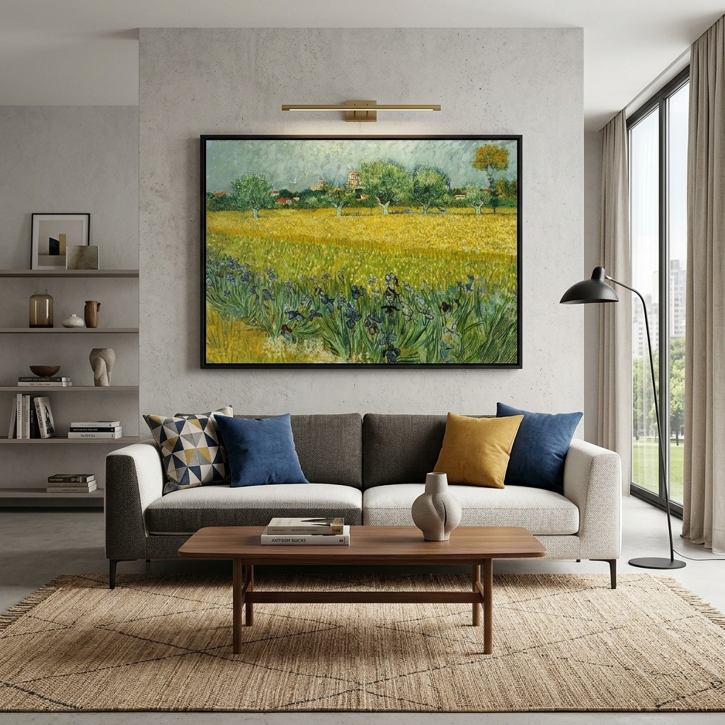 Reproduktion, Ansicht von Arles mit Schwertlilien, Reproduktion, Kunstdruck auf Leinwand