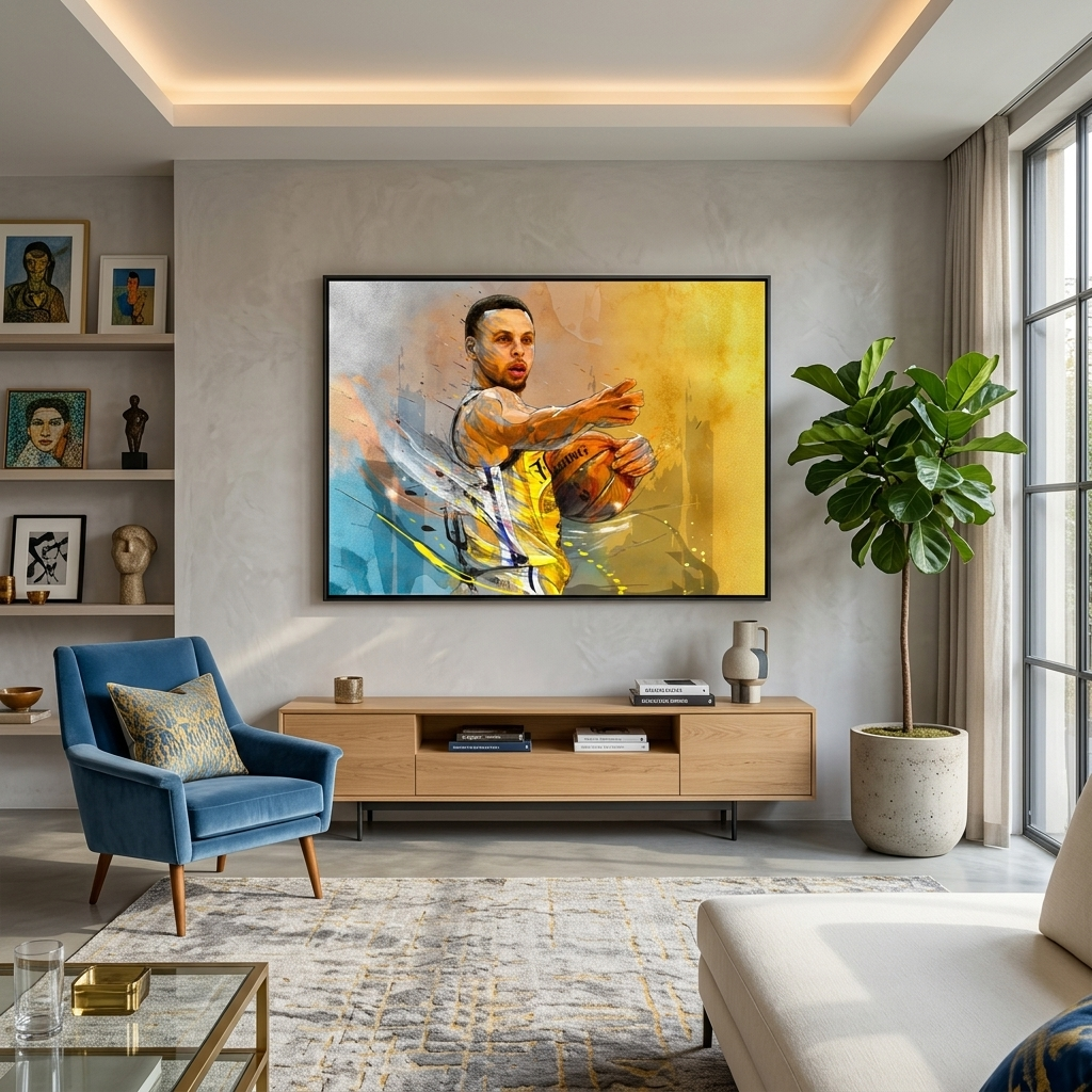 Basketball player Stephen Curry Golden State Warriors Canvas Wall Art Print