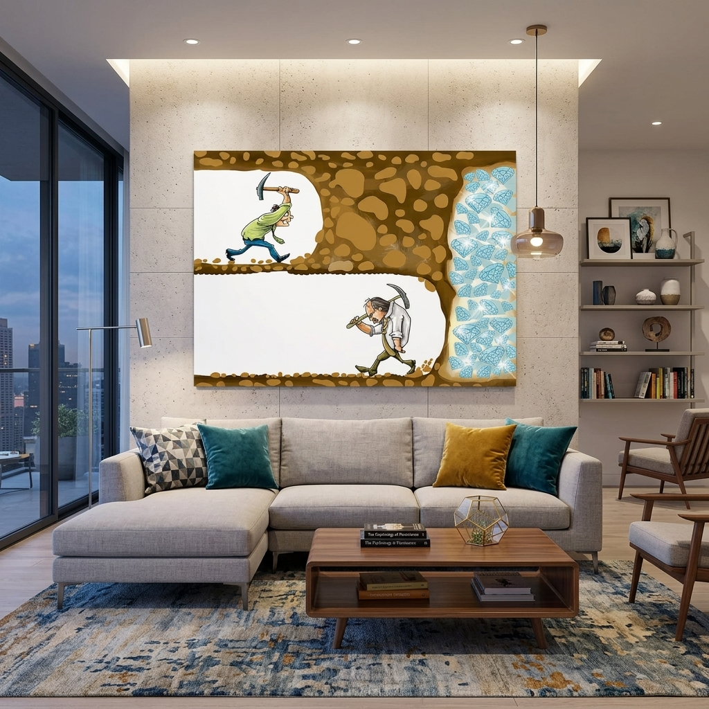 Zwei Bergleute motivierende Leinwand Wand Kunstdruck