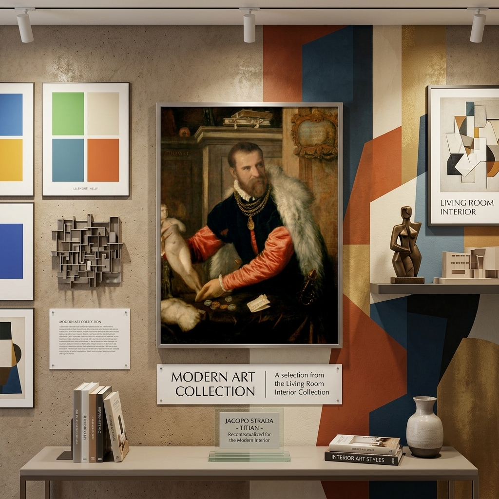 Reproduktions-Porträt von Jacopo Strada von Tizian, Reproduktion auf Leinwand, Wandkunstdruck