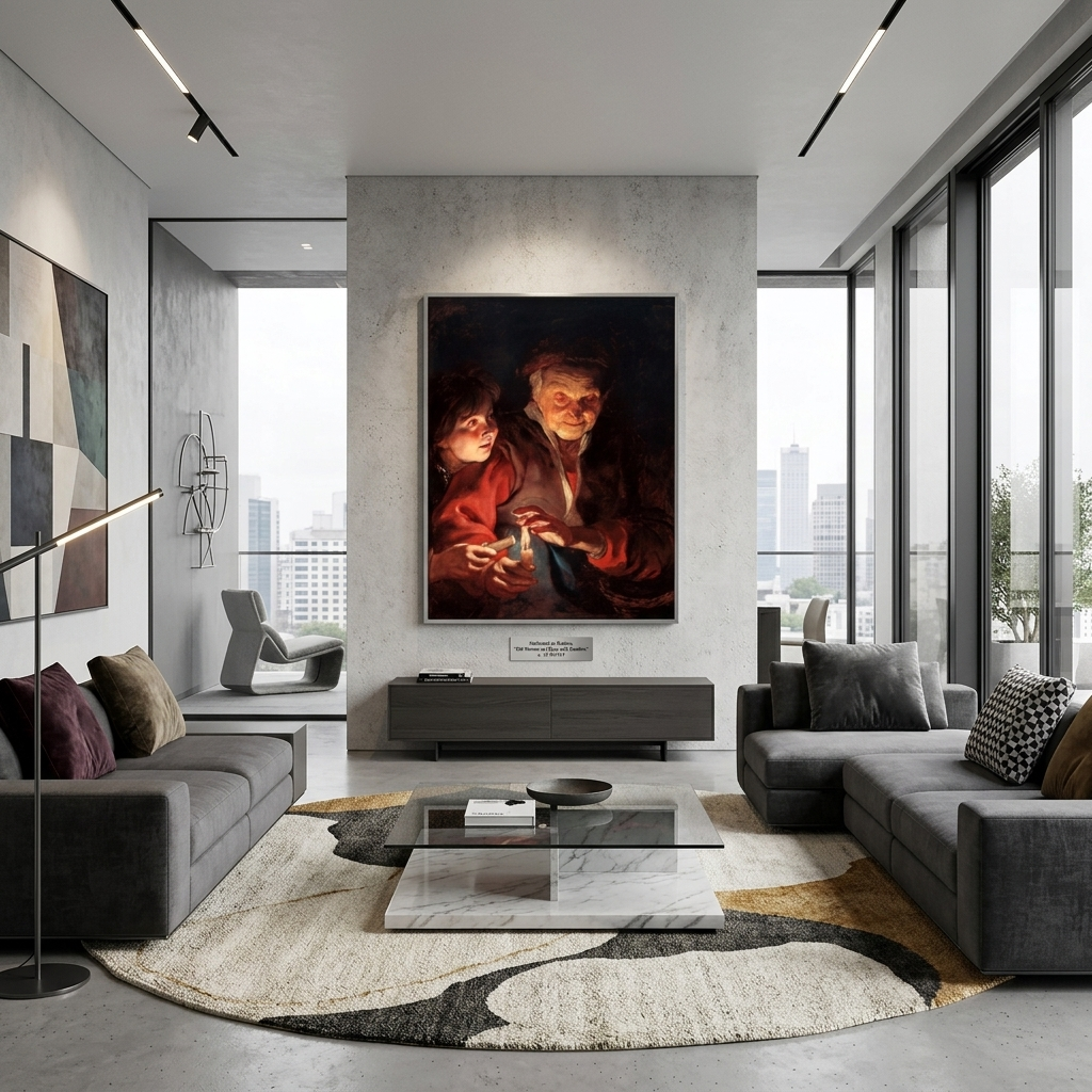 Reproduktion: Eine alte Frau und ein Junge mit Kerzen, Rubens-Reproduktion, Kunstdruck auf Leinwand
