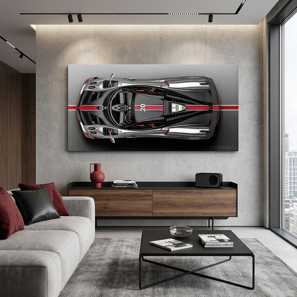 Leinwandbild, Porsche 911, grün, auf grauem Hintergrund