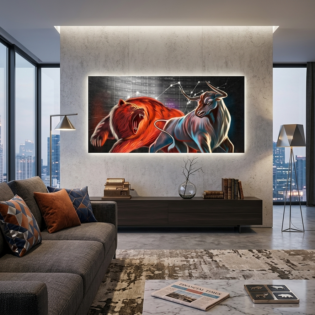 Um den Wall Street Bär und Bulle zu motivieren, motivierender Leinwand-Kunstdruck