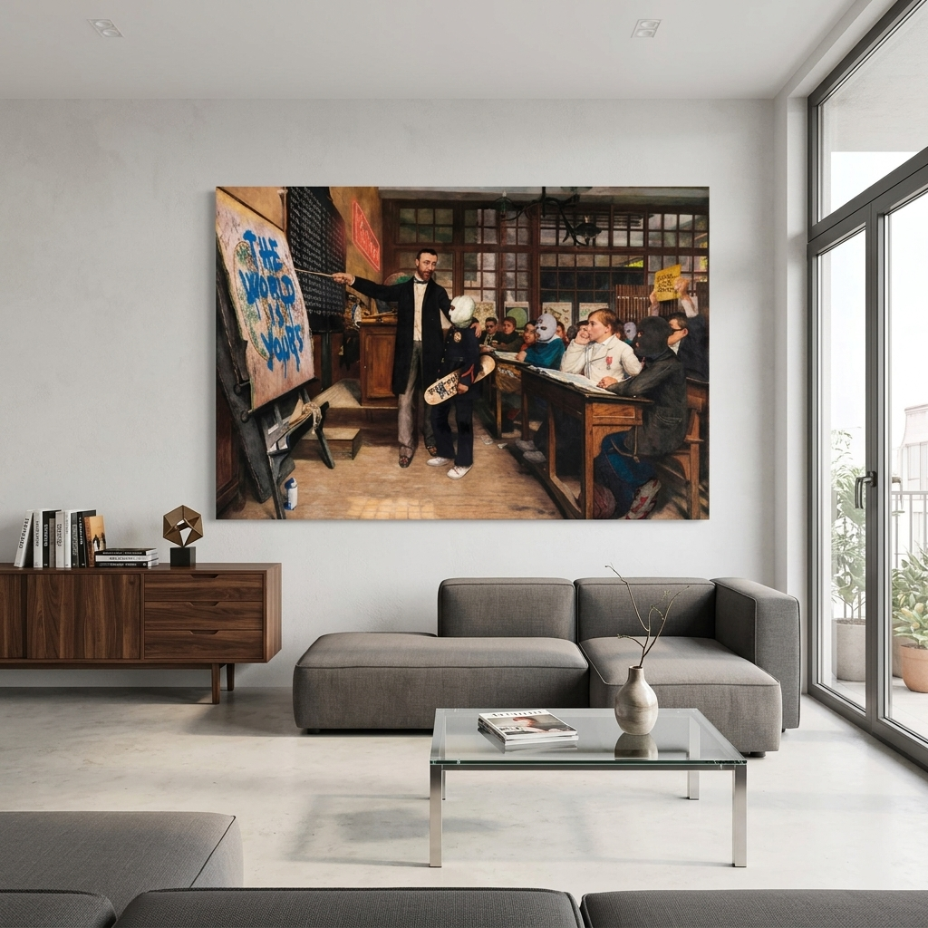 Motivierender Kunstdruck auf Leinwand für Schule, Lehrer und Schüler.