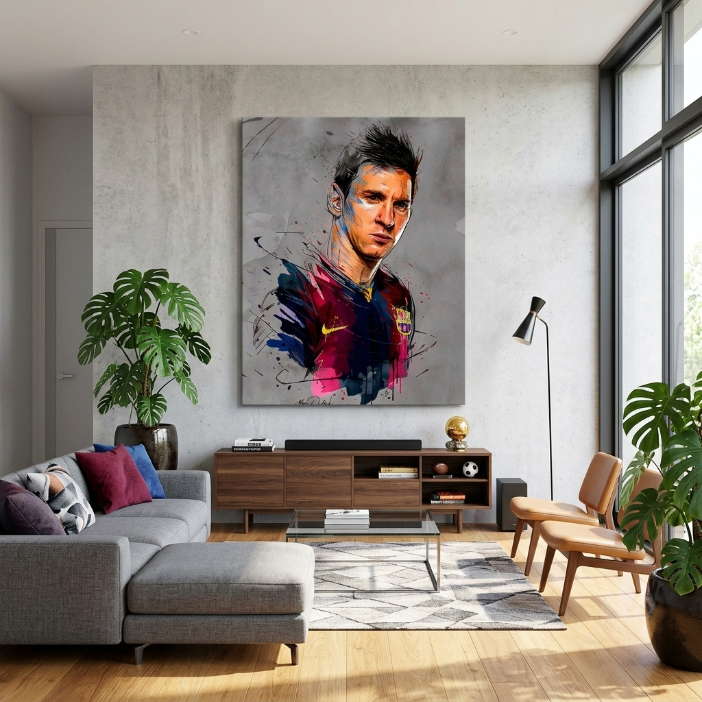Kunstdruck auf Leinwand mit Fußballspieler Lionel Messi