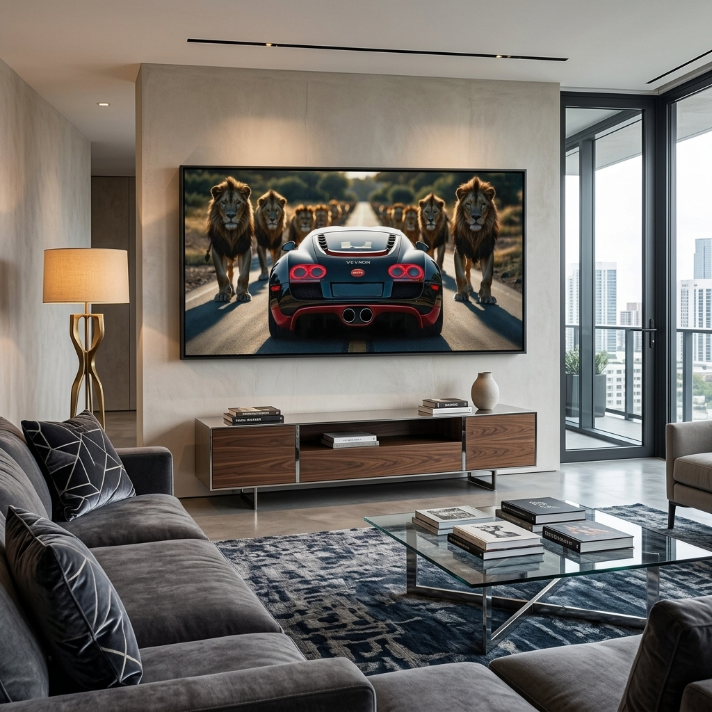 Leinwandbild, Porsche 911, grün, auf grauem Hintergrund