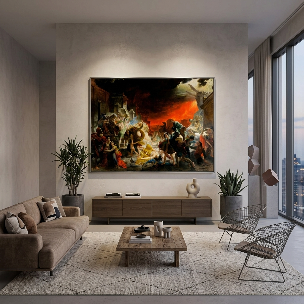Reproduktion „Der letzte Tag von Pompeji“ von Karl Brullov, Reproduktion auf Leinwand, Kunstdruck