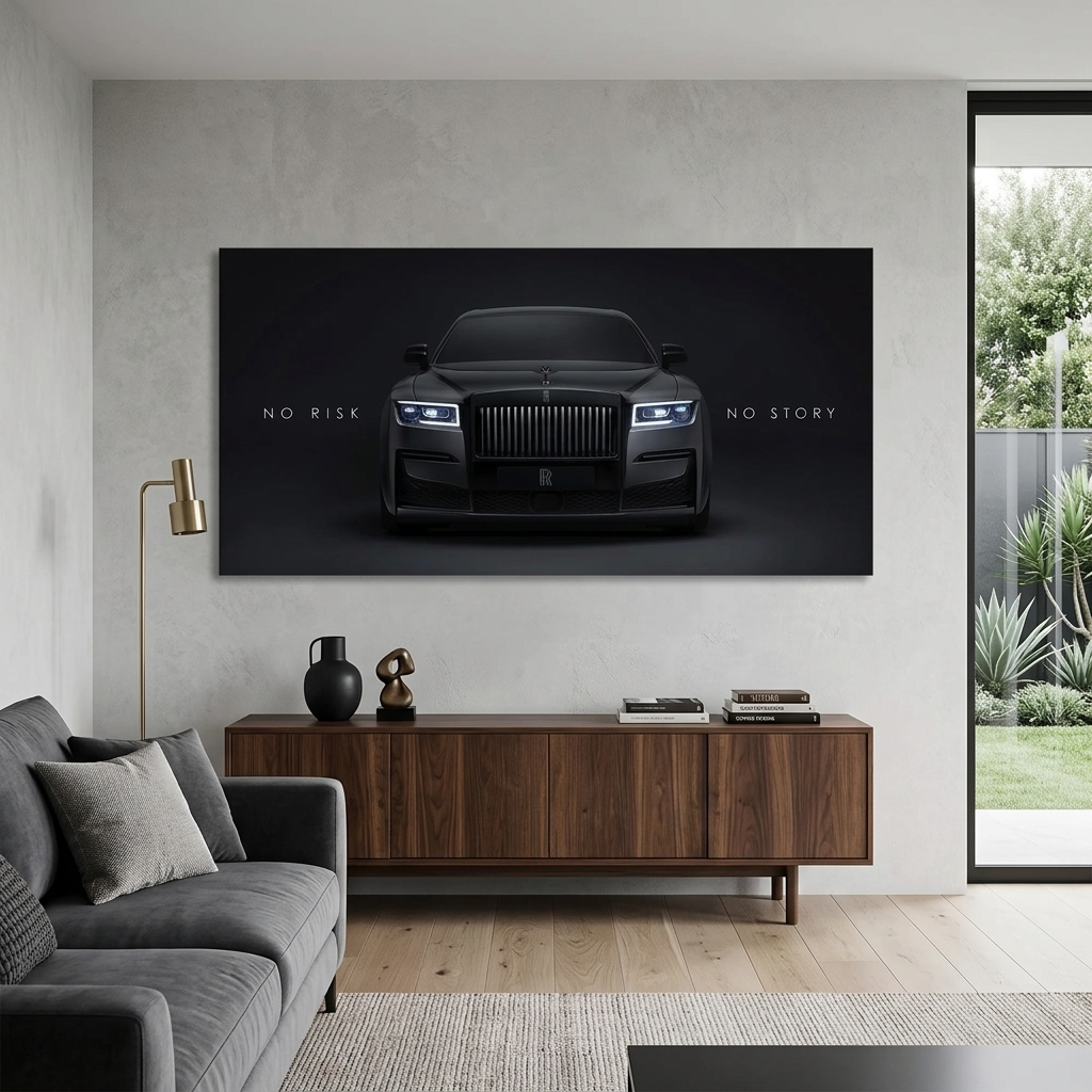 Rolls-Royce No risk, no History Motivational Canvas Wall Art Print