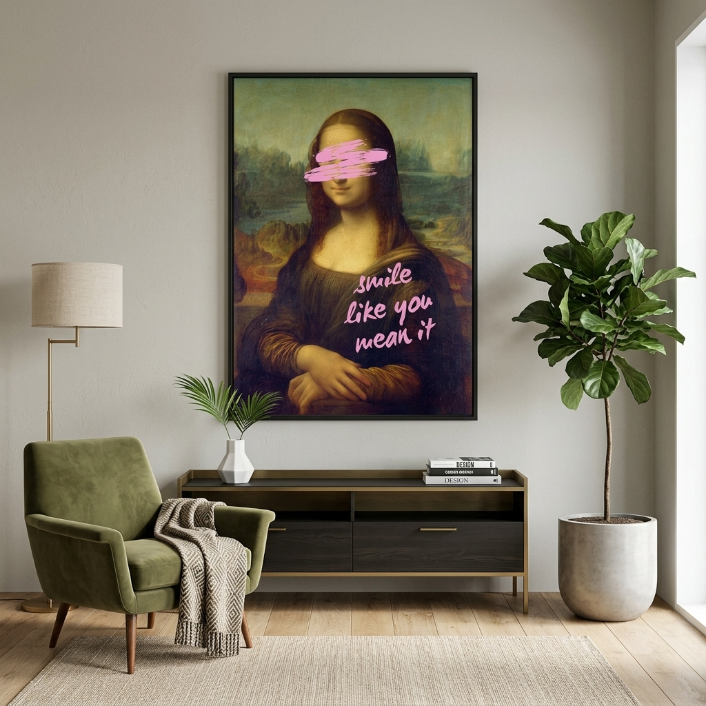 Kunstdruck auf Leinwand, Lächeln, als ob es dir ernst wäre