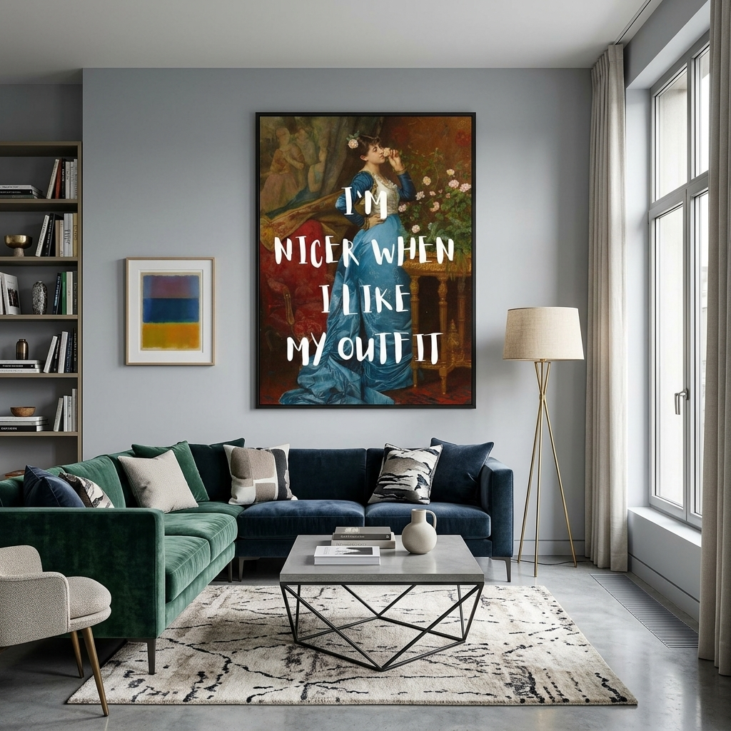 Kunstdruck auf Leinwand, Motiv: „Ich bin netter, wenn mir mein Outfit gefällt“