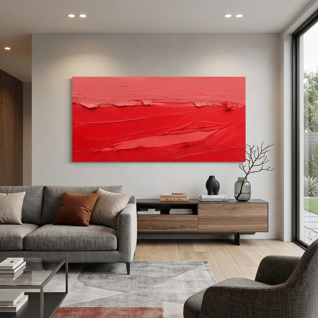 Roter Farbklecks Abstraktion Leinwand Wand Kunstdruck