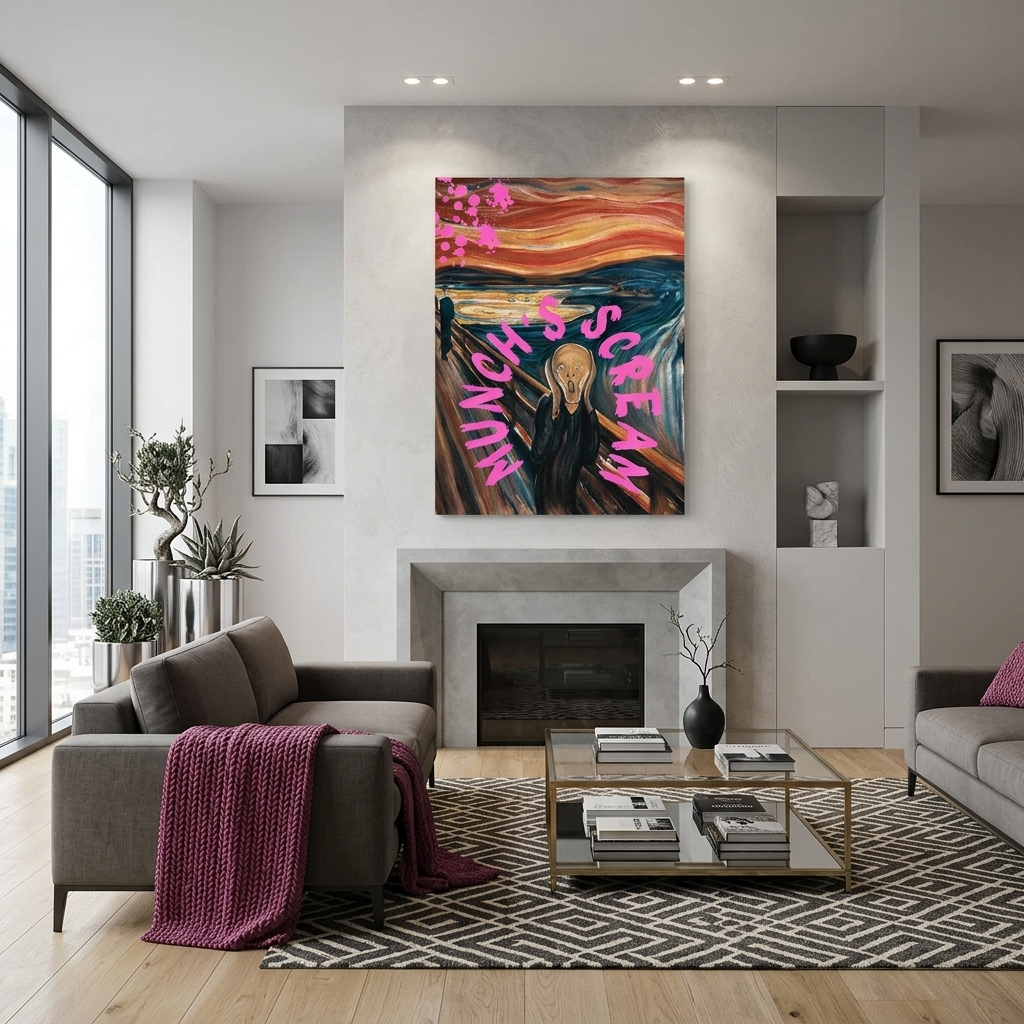 Kunstdruck auf Leinwand, Motiv „Munchs Schrei“