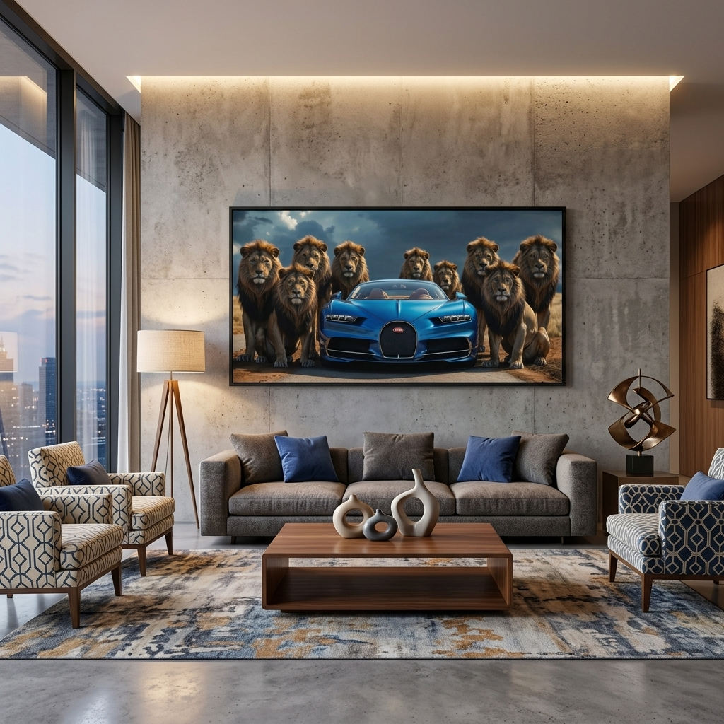 Leinwandbild, Porsche 911, grün, auf grauem Hintergrund