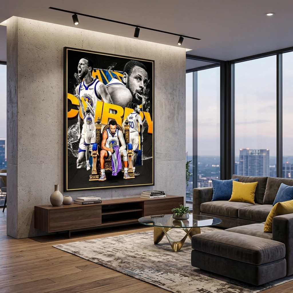 Leinwandbild, Motiv: Basketballspieler, Golden State Warriors, Stephen Curry, Wandbild