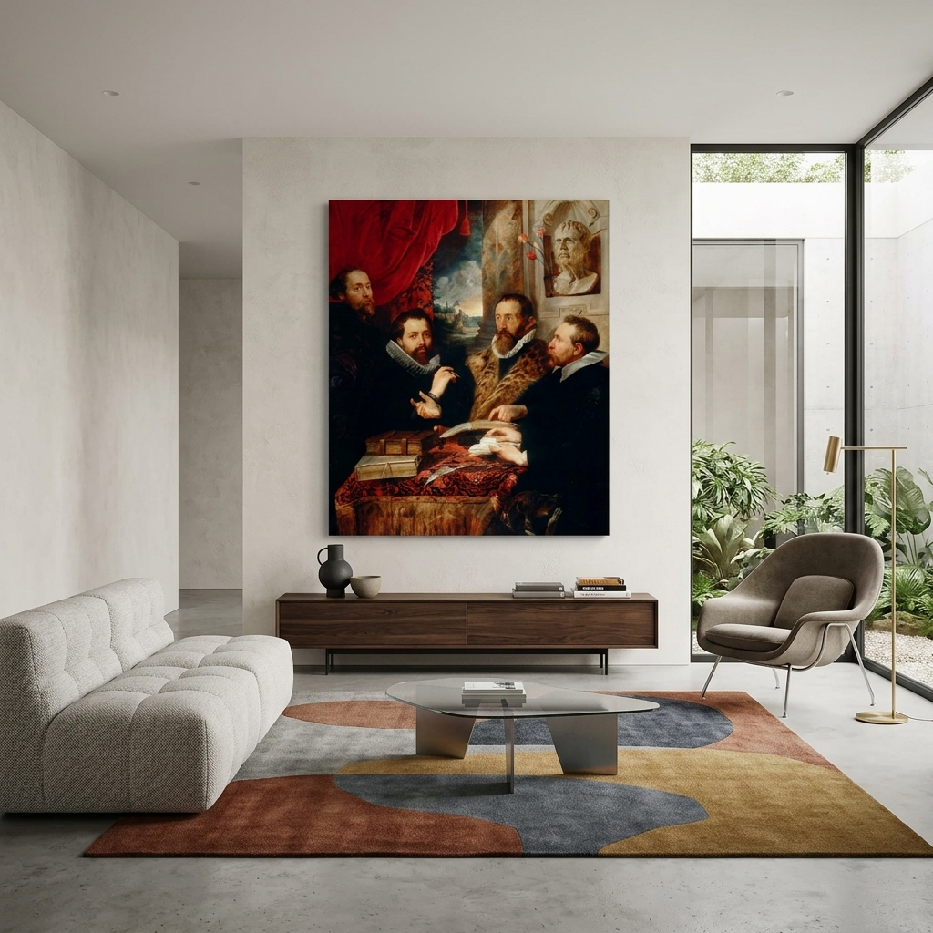 Reproduktion „Die vier Philosophen“ von Rubens, Reproduktion auf Leinwand, Kunstdruck