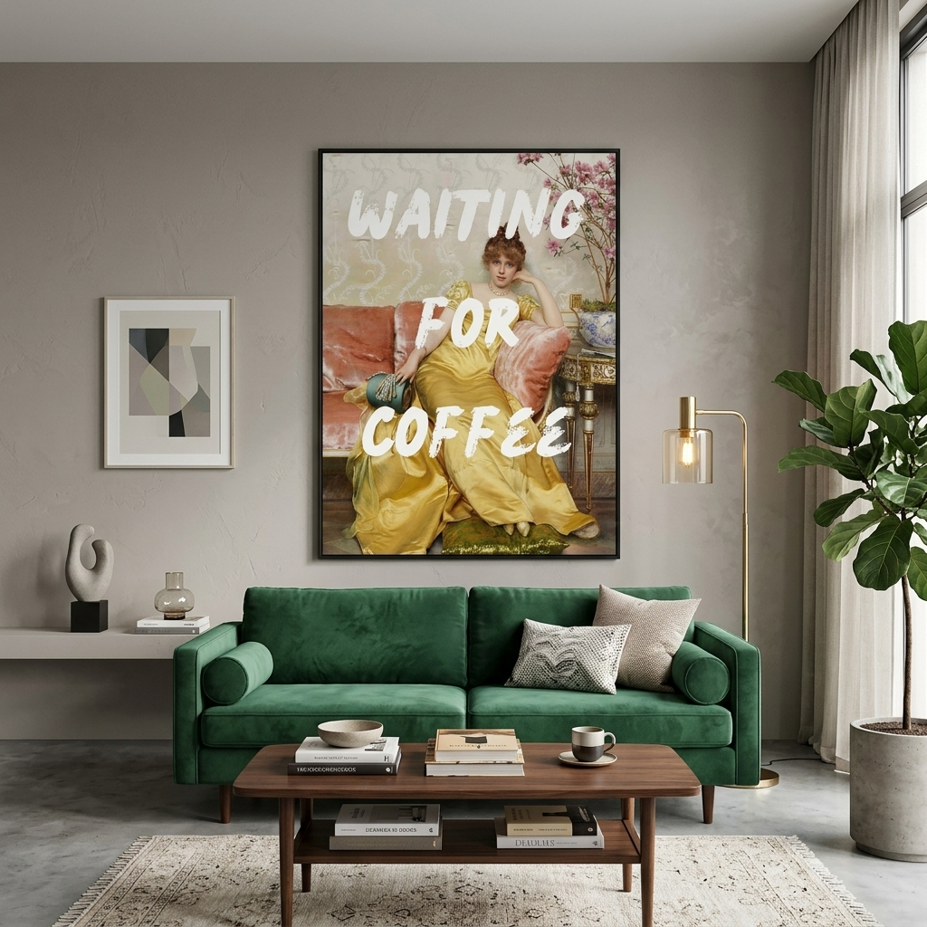 Kunstdruck auf Leinwand „Reverie. Warten auf Kaffee“