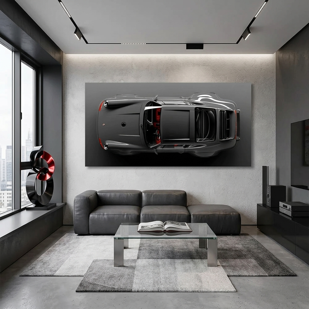 Porsche top view Canvas  Wall Art Print
