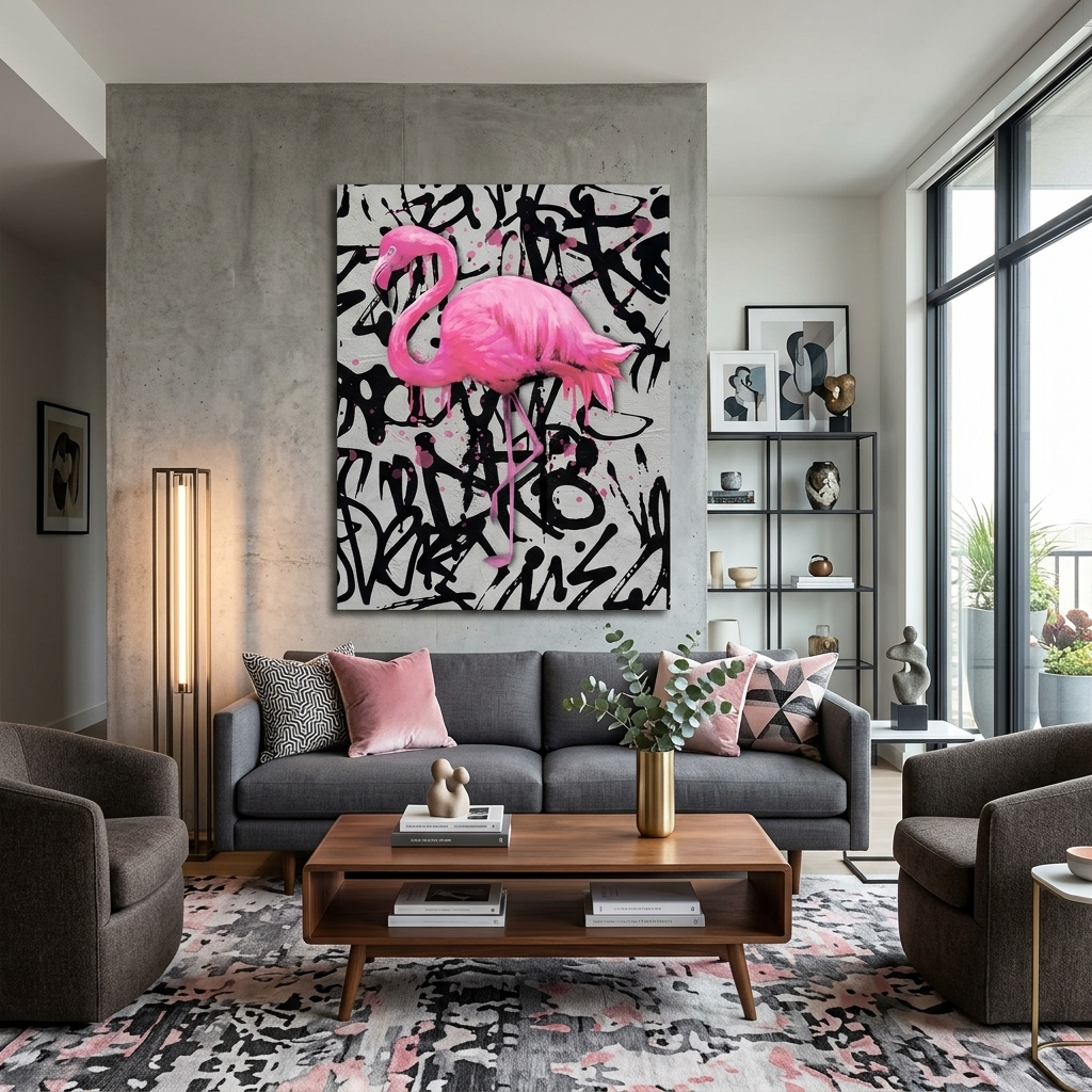 Für Zuhause Rosa Flamingo Leinwand Wand Kunstdruck