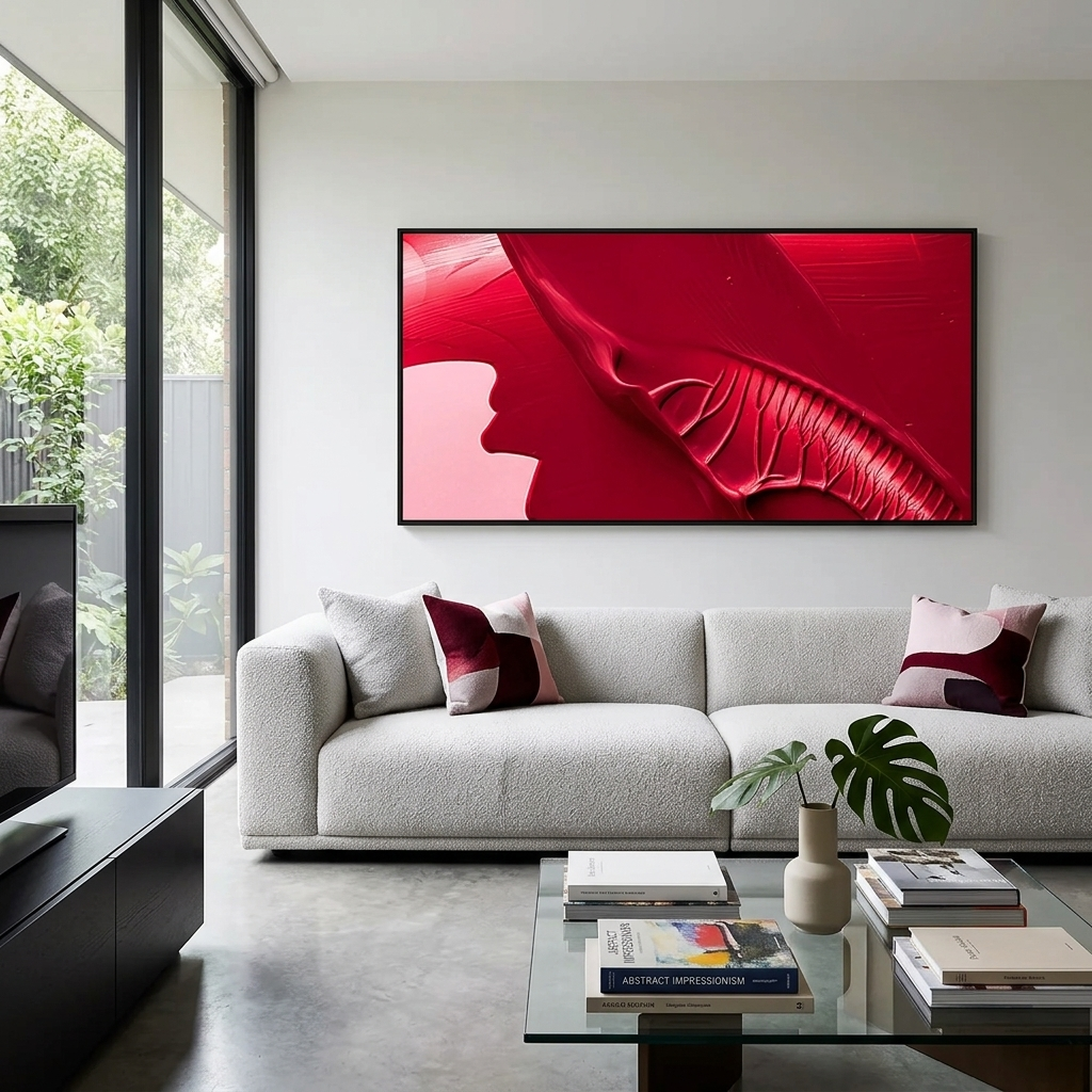 Leinwandbild „Rote Farbe, Abstraktion“