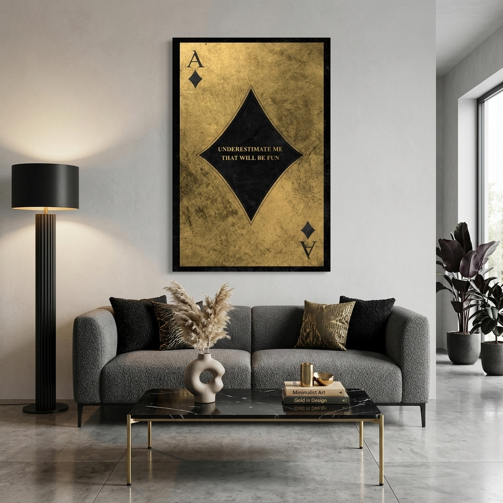 Golden Ace – Motivierender Kunstdruck auf Leinwand