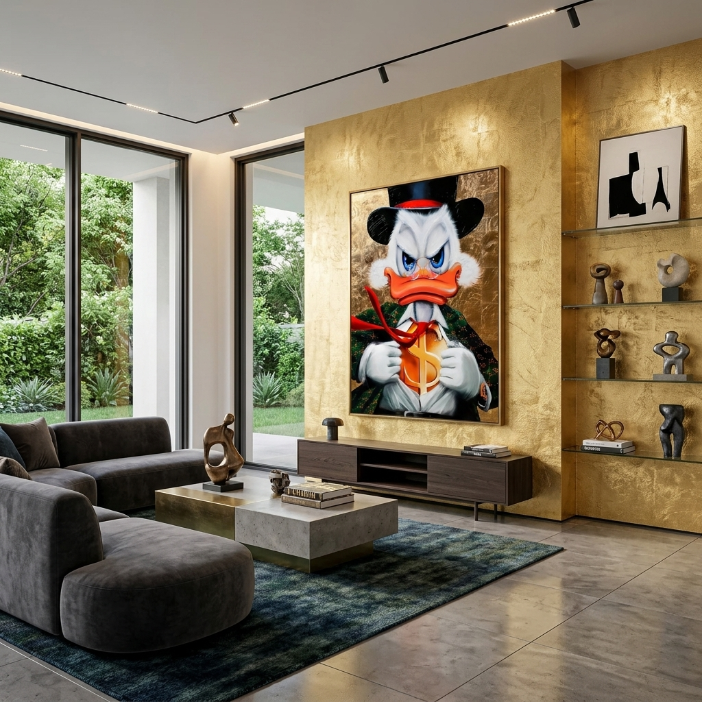 Dagobert der Superheld Gucci Dollar Inspirierender Kunstdruck auf Leinwand