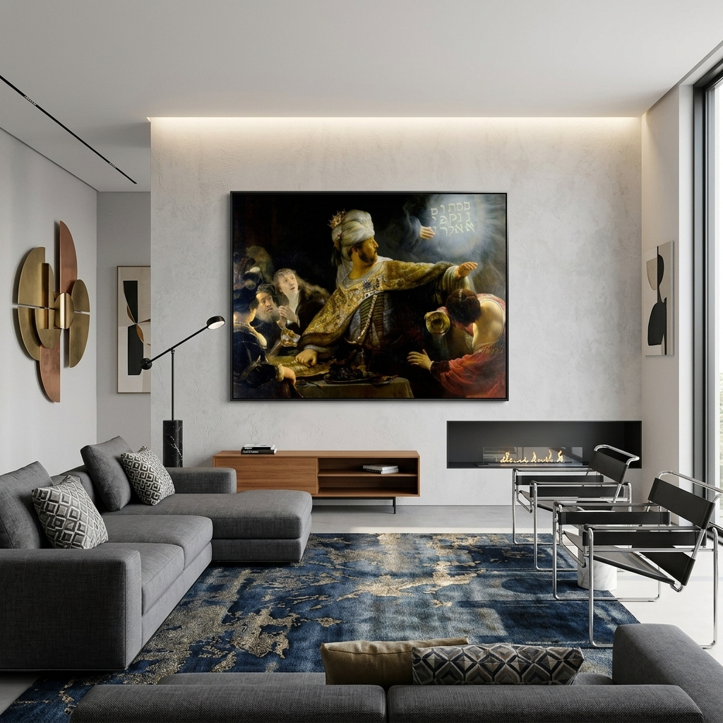 Reproduktion „Das Fest des Belsazar“ von Rembrandt, Reproduktion auf Leinwand, Kunstdruck