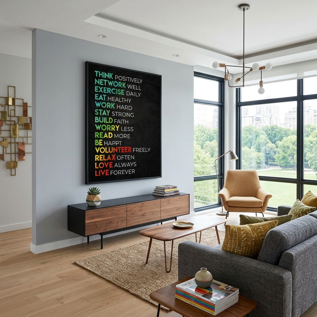 Rules for a happy life Motivational Canvas Wall Art Print