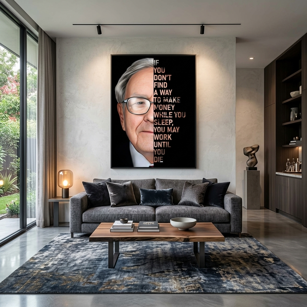 Zitat von Warren Buffett auf Englisch, motivierender Kunstdruck auf Leinwand