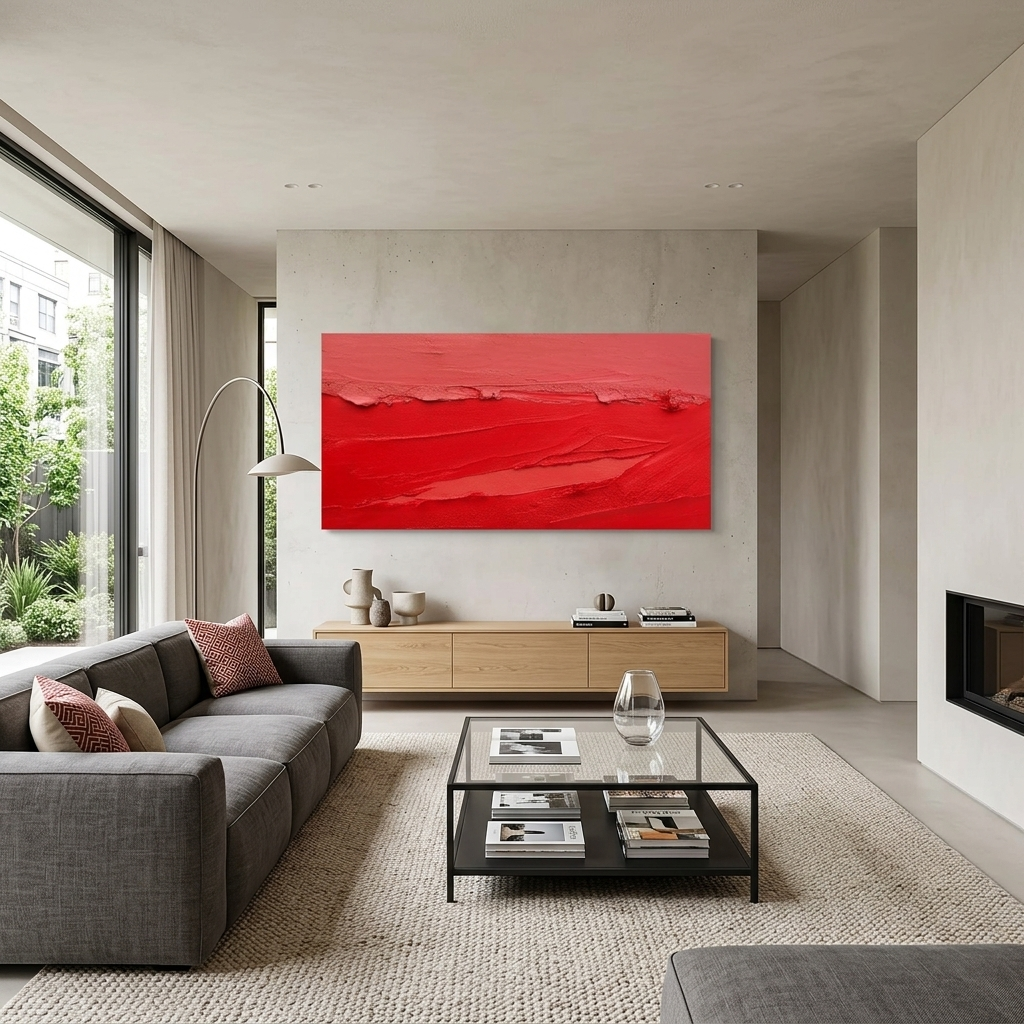 Roter Farbklecks Abstraktion Leinwand Wand Kunstdruck
