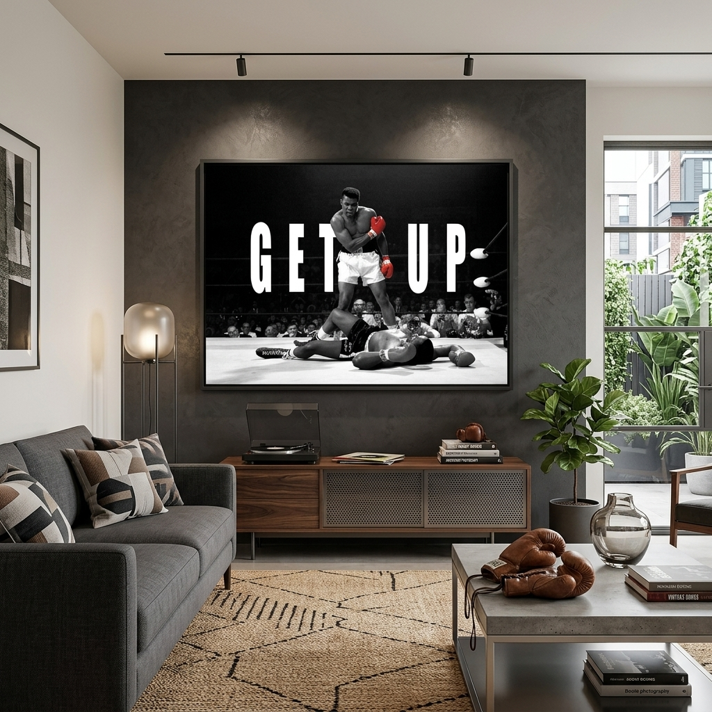 Muhamet Ali ist im Ring in dunklen Farbtönen Leinwand Wand Kunstdruck