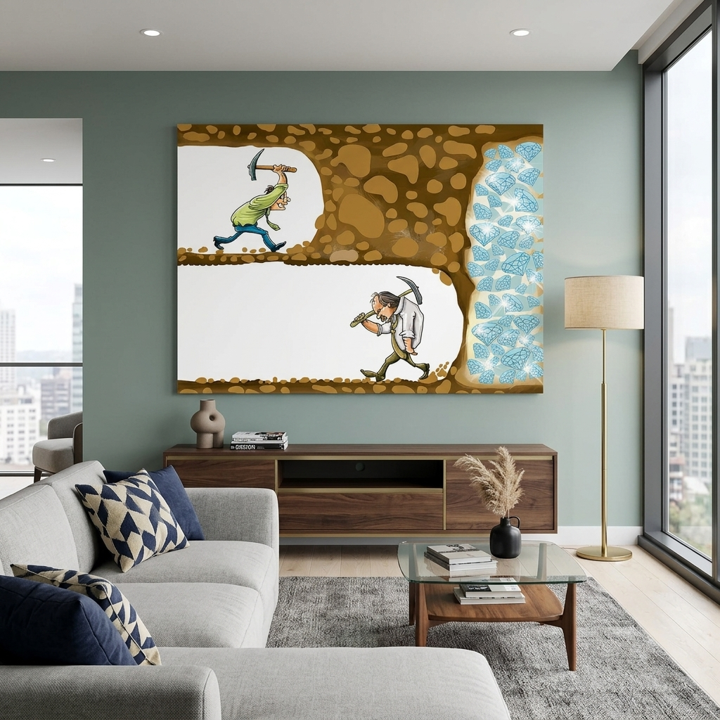 Zwei Bergleute motivierende Leinwand Wand Kunstdruck