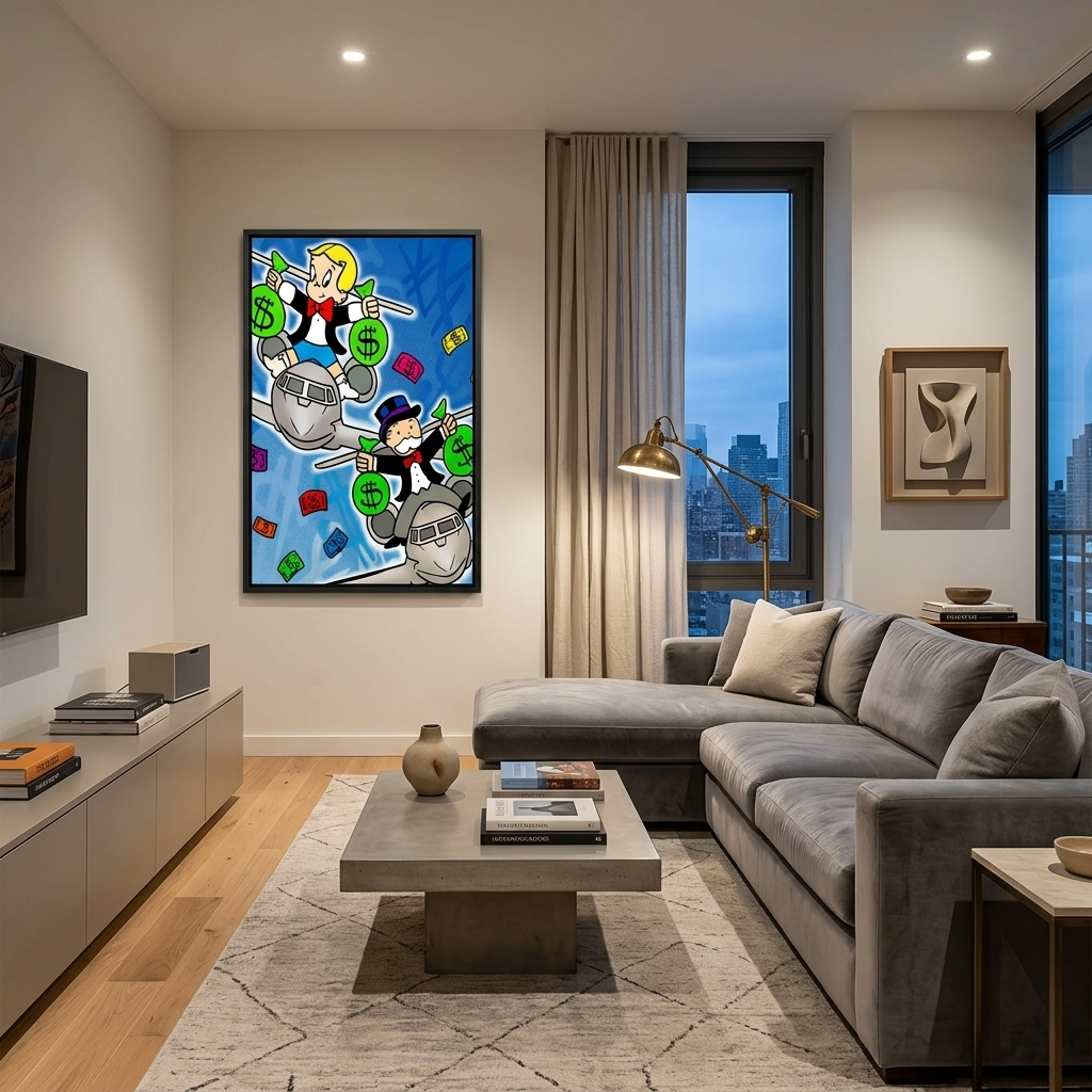 Monopoly Money planes Canvas Wall Art Print