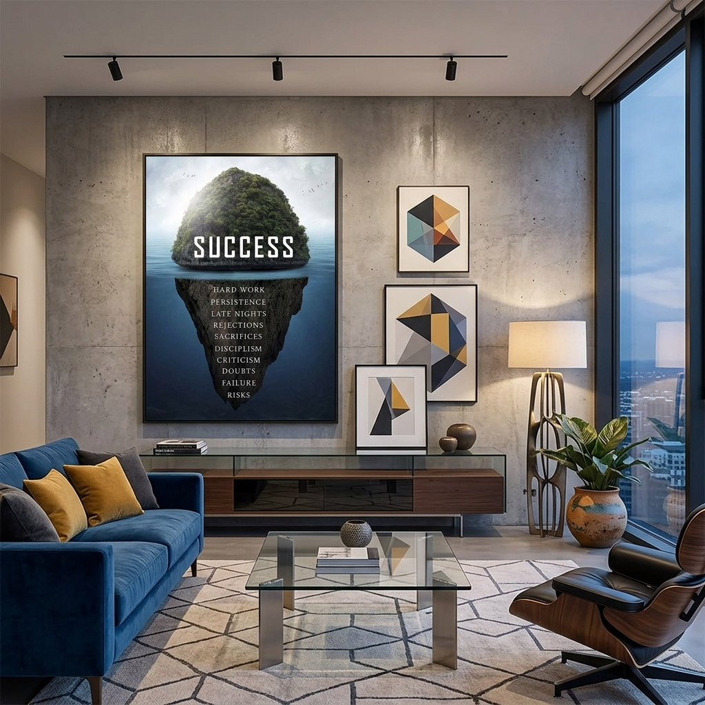 Motivierender Kunstdruck auf Leinwand, Motiv „Success Island“