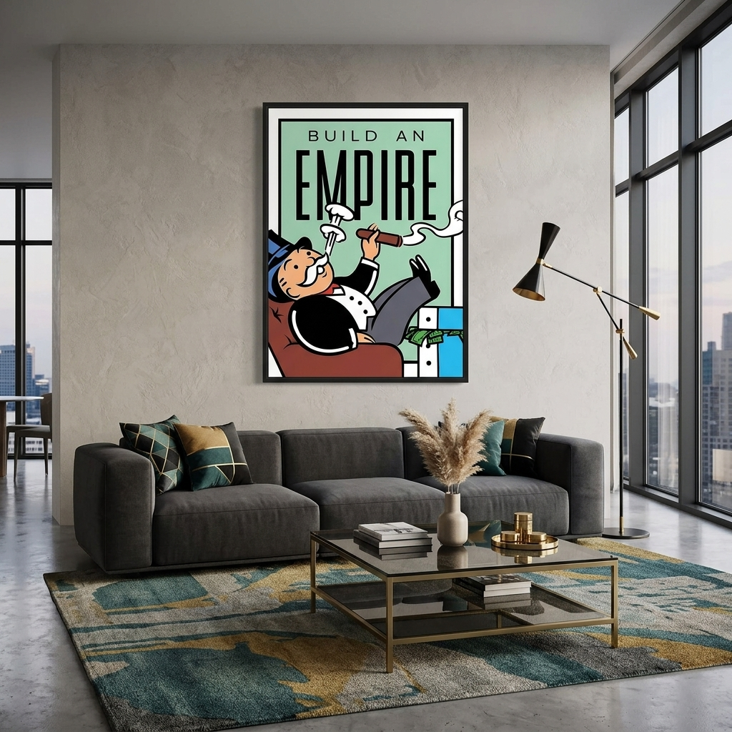 Bauen Sie Ihr Imperium auf – Monopoly – Kunstdruck auf Leinwand