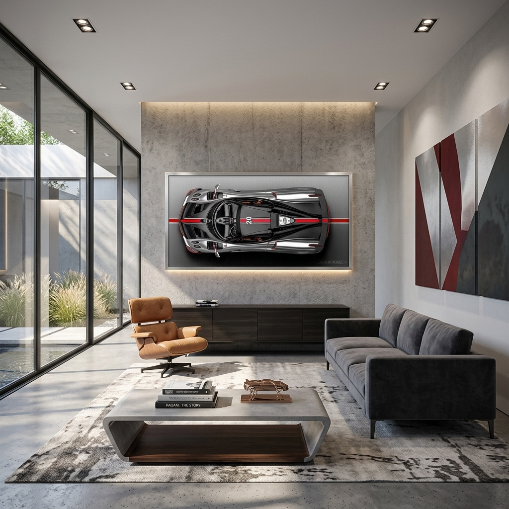 Leinwandbild, Porsche 911, grün, auf grauem Hintergrund