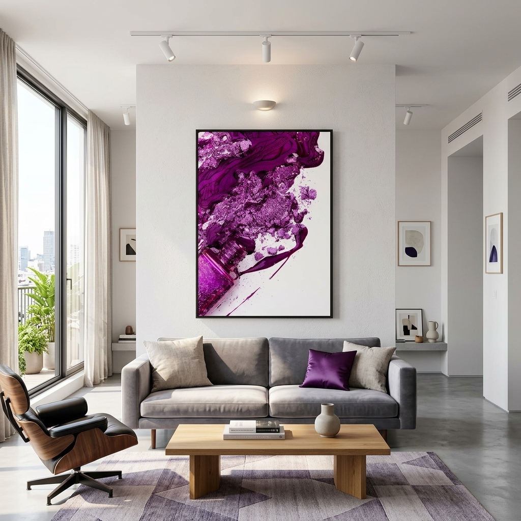 Kunstdruck auf Leinwand, violetter Nagellack